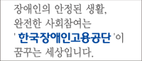 한국장애인고용공단 CI 금지규정 6. 일반 문장과 병행하여 로고타입을 디자인요소로 사용하는 경우
